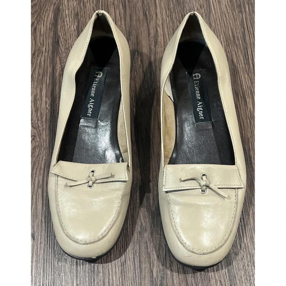 Etienne Aigner Tiana Loafers Flat Shoes Women's Size 7M Color Cream